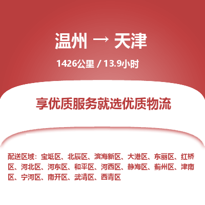 溫州到天津紅橋區(qū)物流專線