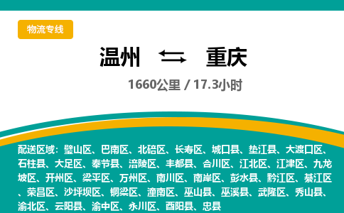 溫州到重慶物流專(zhuān)線